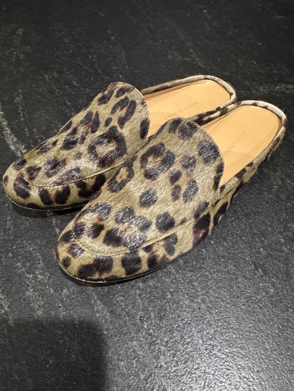 Banana Republic Genuine Leather Calf Hair Slip-On Mules